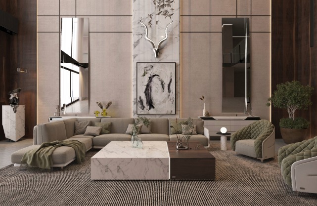Luxury Modern Living Room for a Private Villa in Dubai